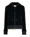Thom Browne Zip-up Wool Fleece Hooded Sweatshirt In Black