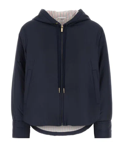 THOM BROWNE THOM BROWNE HOODED CURVED HEM DOWN OVERSHIRT