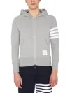 Thom Browne Mens Light Grey Striped Brand-patch Cotton-jersey Hoody
