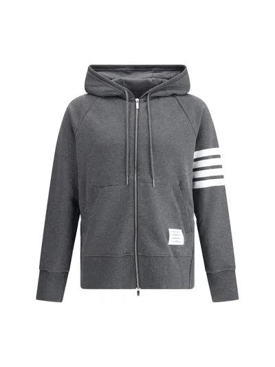 Thom Browne 4-bar Zip-up Hoodie In Classic Loopback In Gray
