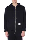 Thom Browne Classic Black Zip-up Hoodie With Contrasting Details In Black