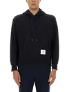 Thom Browne Oversized Hoodie Pullover With Rwb Tipping Stripe In Chunky Loopback Clothing In Blue
