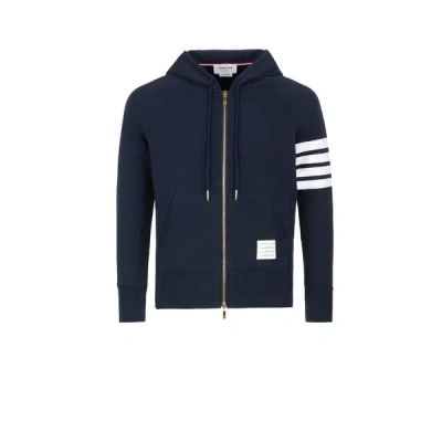 Thom Browne Classic 4-bar Cotton Hoodie In Blue