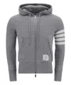 Thom Browne 4-bar Zip-up Hoodie In Classic Loopback In Gray