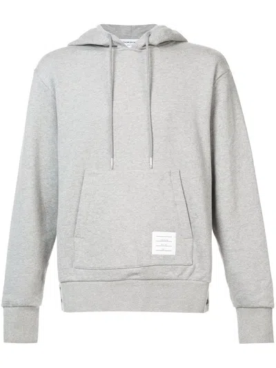 Thom Browne Rwb Stripe Drawstring Hoodie In Gray