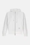 Thom Browne Zip-up Pullover With Adjustable Hood And Patch Logo In White
