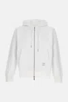 Thom Browne Zip-up Pullover With Adjustable Hood And Patch Logo In White