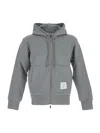 Thom Browne Relaxed Fit Zip-up Hoodie With Contrasting Stripes In Gray