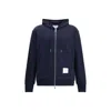 Thom Browne Hoodie Zip-up Pullover In Classic Loopba In Blue