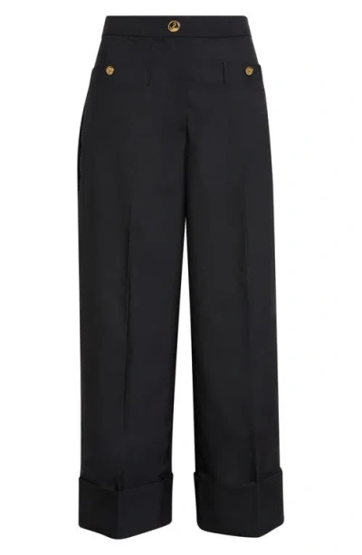 Thom Browne Navy Blue Tailored Hopsack Wool Straight-leg Pants In Neutral