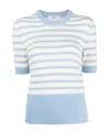 Thom Browne Horizontal-stripe Knitted T-shirt In Blue