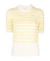 Thom Browne Horizontal-stripe Knitted T-shirt In White
