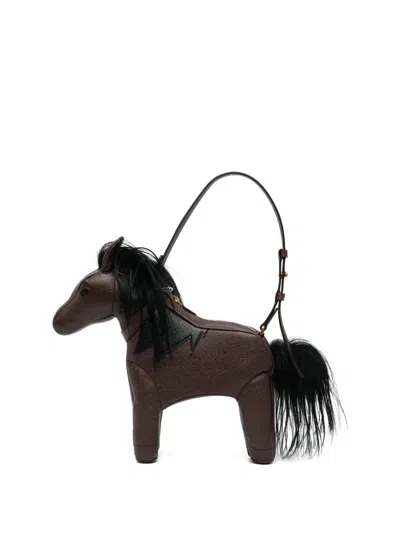 Thom Browne Horse-appliqué Shoulder Bag In Brown