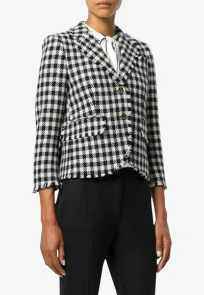 Thom Browne Houndstooth Cropped Blazer In Multi