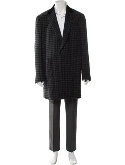 Pre-owned Thom Browne Houndstooth Houndstooth Print Overcoat In Gray