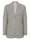 Thom Browne Pow Glen Plaid Hunting Tweed Single Breasted Blazer In Gray