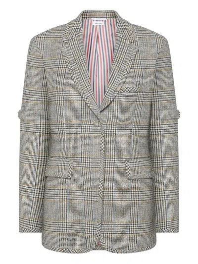 Thom Browne Houndstooth-pattern Blazer In Gray