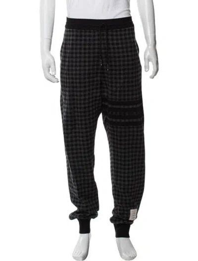 Pre-owned Thom Browne Houndstooth Print Pajama Bottoms In Black