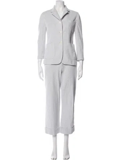 Pre-owned Thom Browne Houndstooth Print Pantsuit In White
