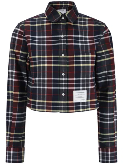 Thom Browne Hunting Tartan Cropped Shirt In Multicolor