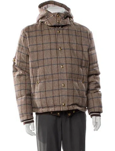 Pre-owned Thom Browne Hunting Tweed 4-bar Wool Puffer Coat In Brown