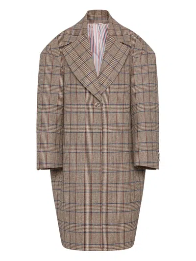 Thom Browne Hunting Tweed Coat In Brown