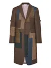 Thom Browne Hunting Tweed Patchwork Coat In Brown