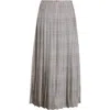 Thom Browne Hunting Tweed Pleated Silk Twill Skirt In Gray