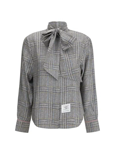 Thom Browne Prince Of Wales Check Shirt Shirt And Blouse Multicolor In Gray