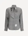 Thom Browne Hunting Tweed Silk Twill Shirt In Gray