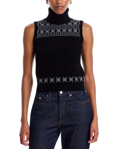 Thom Browne Icelandic Fairisle Float Cashmere Sleeveless Turtleneck Sweater In Black