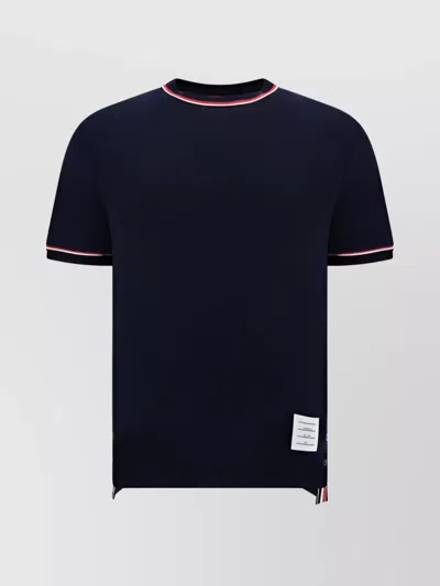 Thom Browne Iconic Bands Contrast Trim T-shirt In Blue