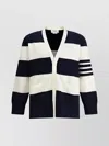 Thom Browne Iconic Bands Striped Cotton Cardigan In Black