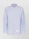 Thom Browne Light Blue Shirt With Button-down Collar And Striped Rwb Detail On The Rear In Cotton Man