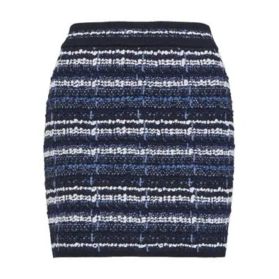 Thom Browne Inlay Tweed Jacquard Mini Skirt In Navy