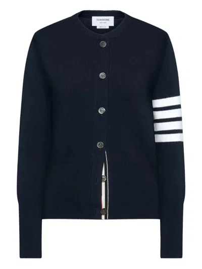 Thom Browne Intarsia 4-bar Intarsia Cardigan In Black