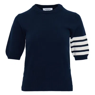 Thom Browne Intarsia Classic Jersey Top In Blue