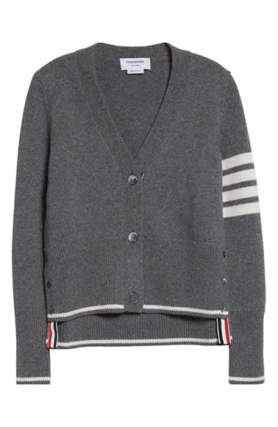 Thom Browne Intarsia Geese 4-bar Wool Cardigan In Gray