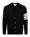 Thom Browne Classic V-neck Cardigan In Fine Merino Wool With 4bar Stripes Clothing In Black