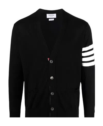 THOM BROWNE THOM BROWNE 4-BAR V-NECK KNITTED CARDIGAN