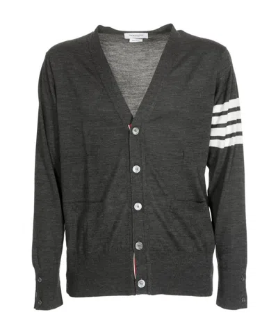 THOM BROWNE THOM BROWNE 4-BAR V-NECK KNITTED CARDIGAN