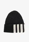 Thom Browne Intarsia Knit 4-bar Stripes Cashmere Beanie In Black