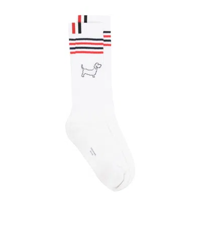 Thom Browne Intarsia-knit Ankle Socks In White