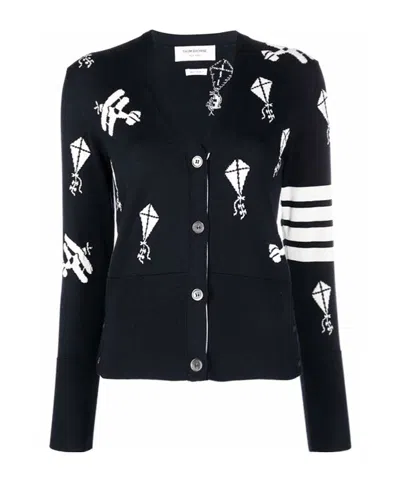 Thom Browne Intarsia-knit Cardigan In Black