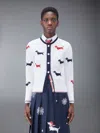 Thom Browne Intarsia-knit Hector Cotton Cardigan In White