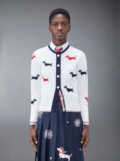 THOM BROWNE INTARSIA-KNIT HECTOR COTTON CARDIGAN