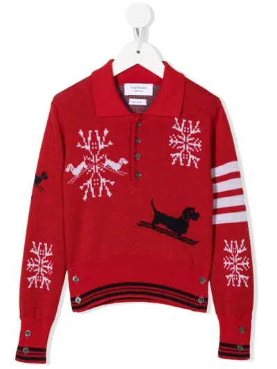 Thom Browne Intarsien-pullover In Red