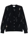 Thom Browne Intarsia-knit Virgin Wool Cardigan In Black