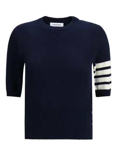 THOM BROWNE INTARSIA STRIPED SLEEVE T-SHIRT