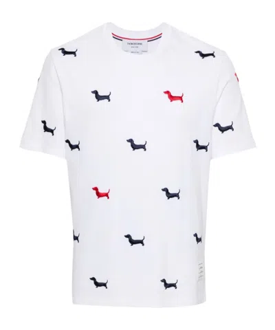 THOM BROWNE THOM BROWNE DOG-EMBROIDERED CREWNECK T-SHIRT